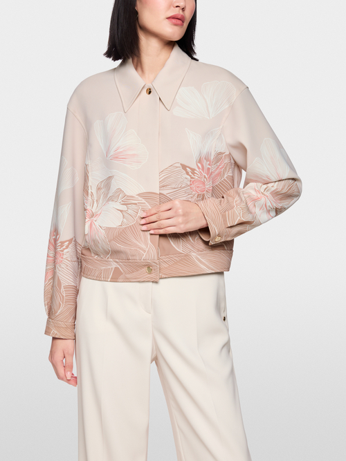 Jacket with print and shirt collar