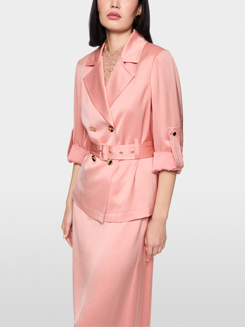 Satin blazer jacket with belt