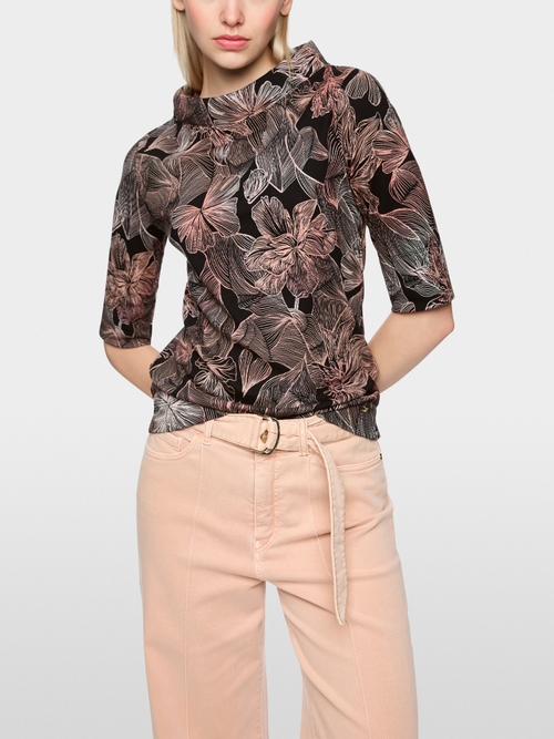 Half-sleeved shirt with floral print