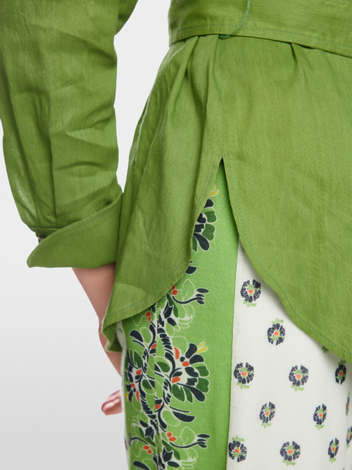 Blouse safari en mélange lin-viscose