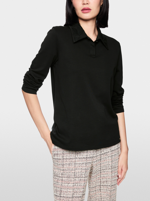 Long-sleeved cotton polo shirt