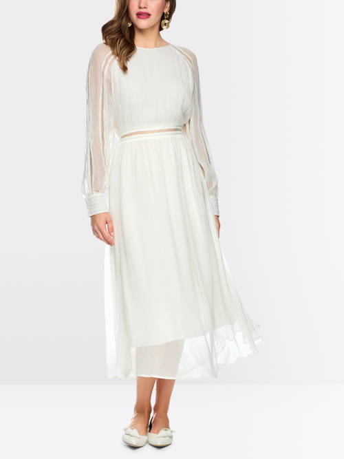 Crinkled viscose midi dress