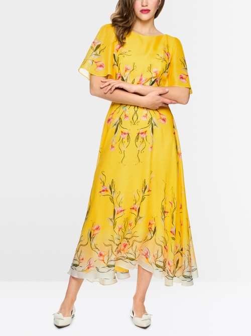 Linen-silk blend maxi dress