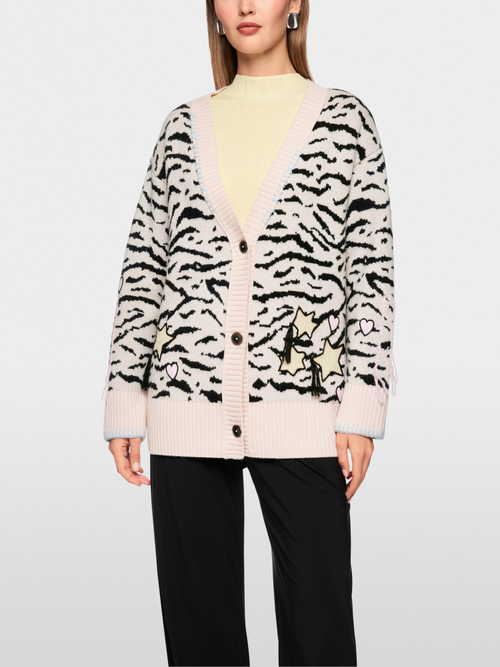 Long cardigan with animal print