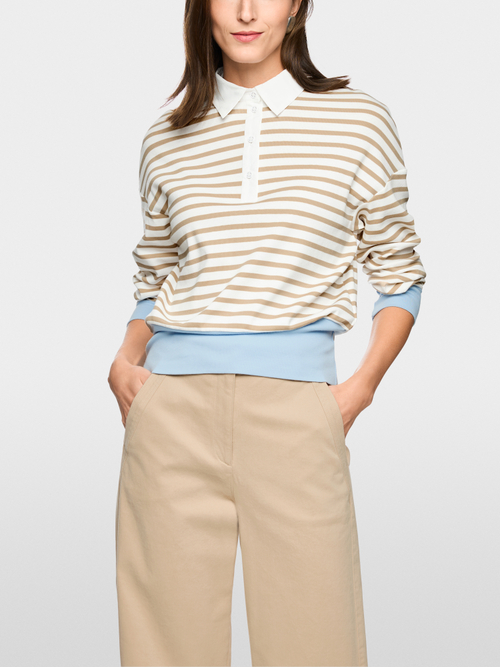 Striped polo shirt in stretch cotton