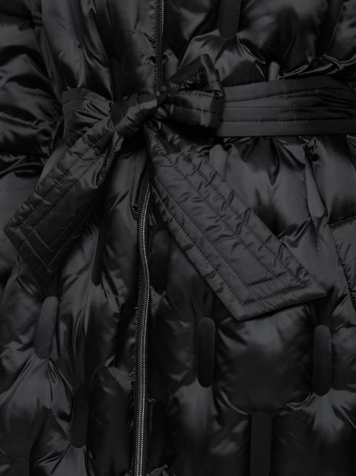Padded coat with waist belt