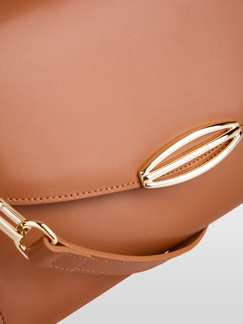 Flap-over shoulder bag with chain