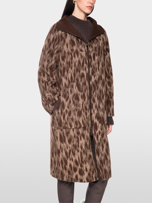 Wool coat with leopard print
