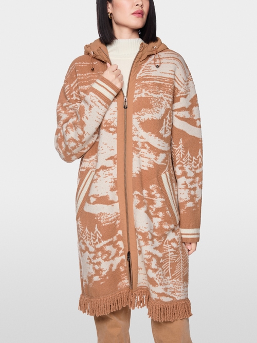Bouclé coat with jacquard pattern