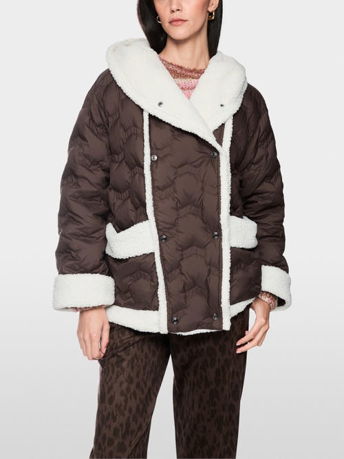 Down jacket with curly teddy fleece