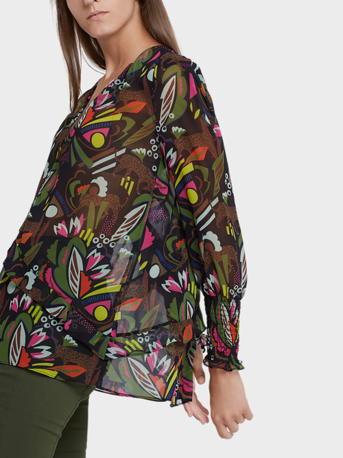 Feminine Print-Bluse mit Volants
