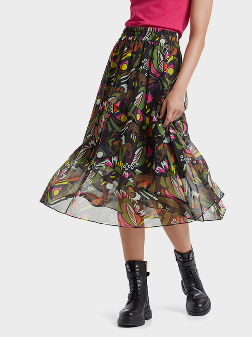 Schwingender Rock mit Jungle-Print