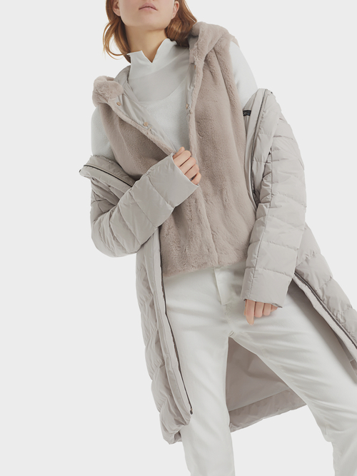 Down Coat with Fun Fur Vest