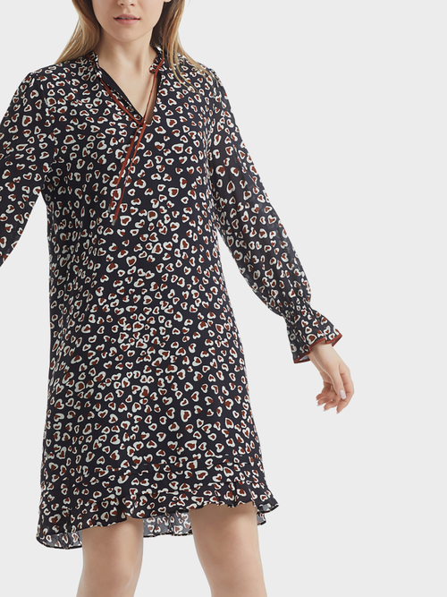 Crepe dress with leopard pattern
