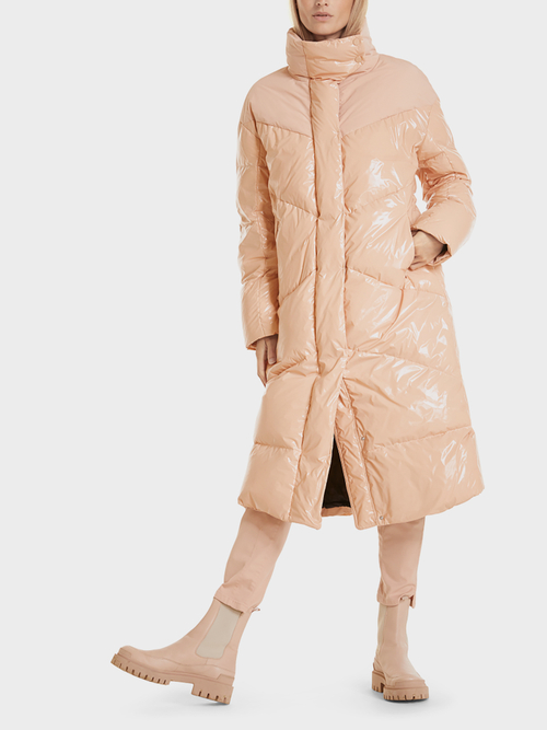 Down coat with a glossy finish