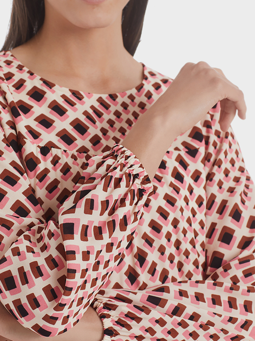 Crêpe-Kleid mit Grafikmuster