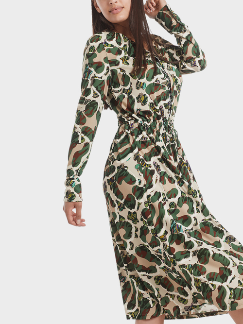 Midi dress with camouflage print