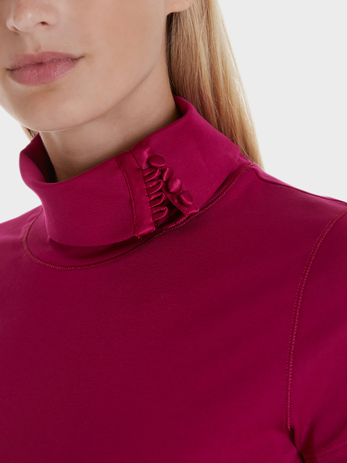 Jersey T-shirt with roll-neck