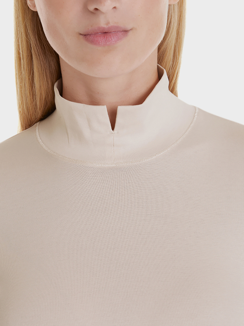 Stand-up collar top in cotton jersey