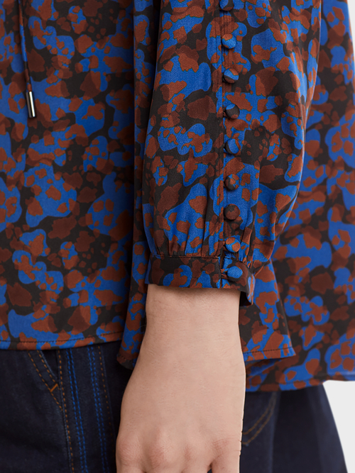 Flowing satin blouse with print