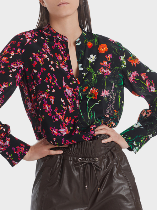 Print-Bluse aus Viskose und Seide