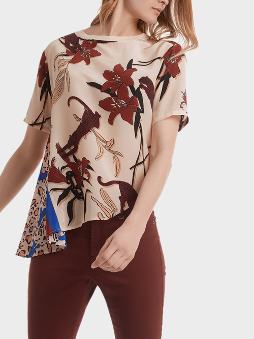 Printed blouse-style top with silk
