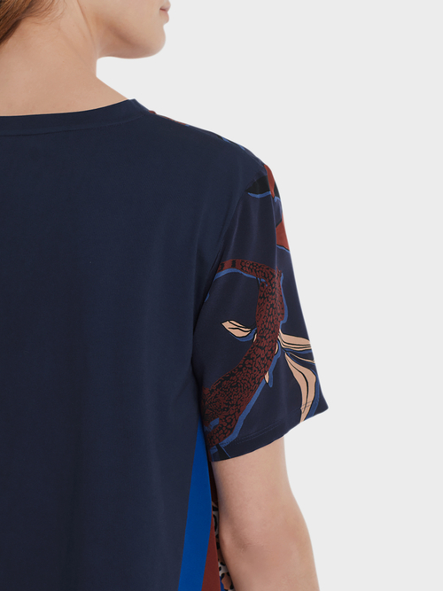 Printed blouse-style top with silk