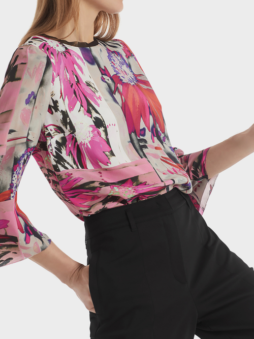 Blouse-style top in viscose and silk