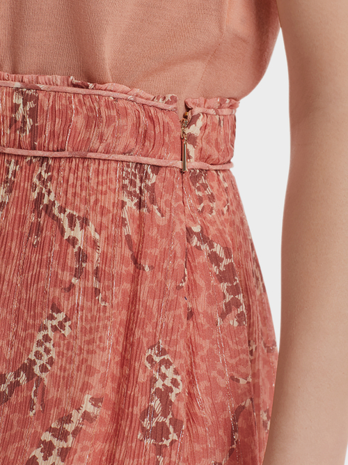 Tiered skirt in viscose and silk