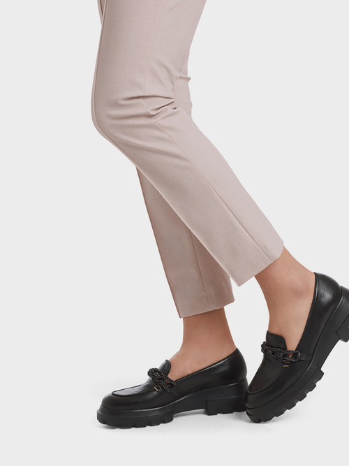 Verkürzte Jerseyhose in Woll-Optik