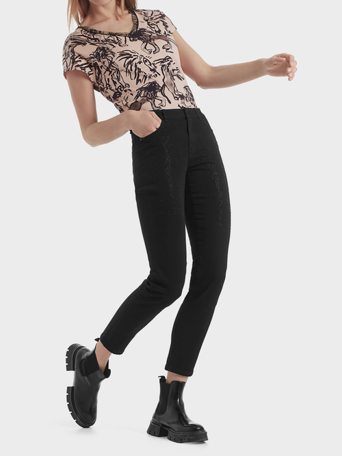 Drainpipe jeans with glitter effect