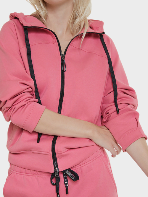 Hooded jacket in stretch cotton