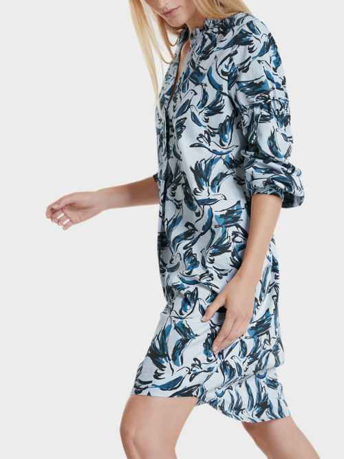 Baumwollkleid mit Bird-Print