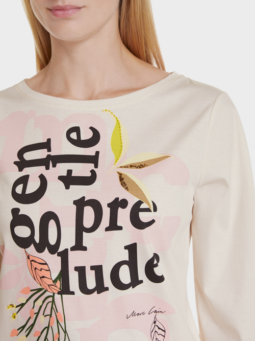 Print-Shirt mit Perlenstickerei