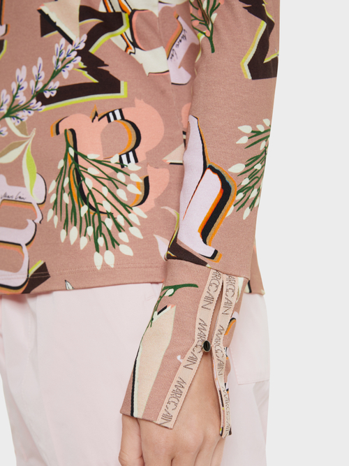 Ribbed jersey top with floral print