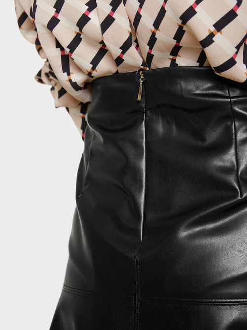 High-Waist-Rock aus Fun-Nappaleder
