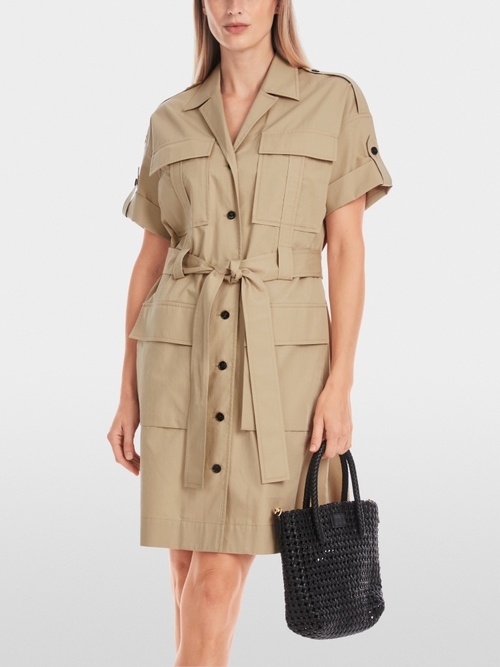 Utility-style plain shirt dress