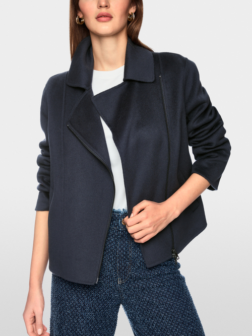 Elegant wool jacket in the biker style