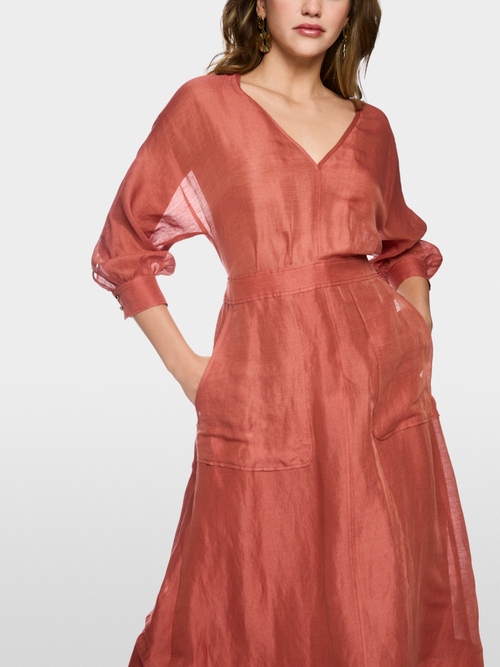 Maxi dress in linen and silk