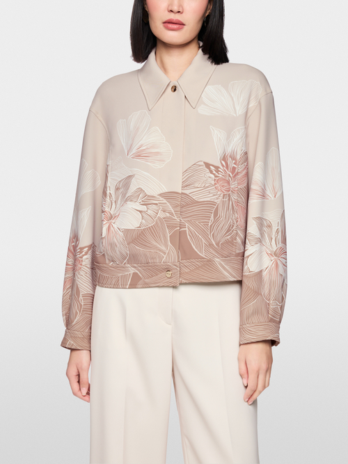 Jacket with print and shirt collar