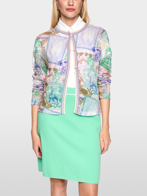 ‘Knitted in Germany’ printed cardigan