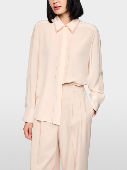 Blouse à col chemise en pure soie