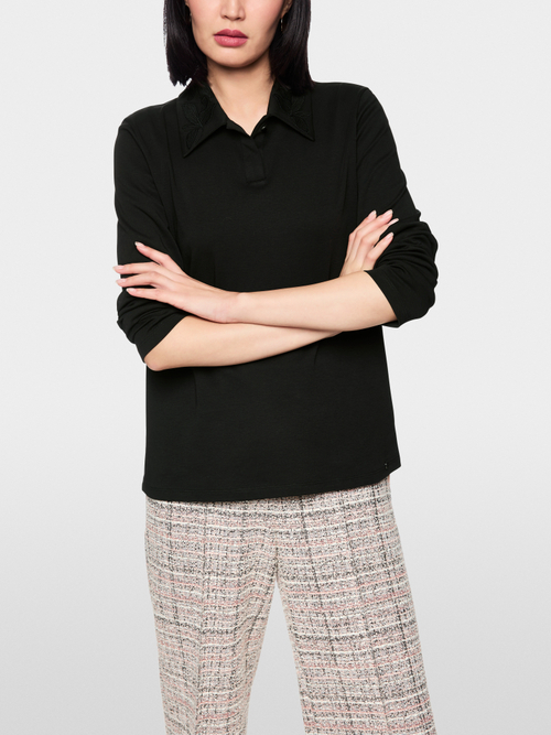 Long-sleeved cotton polo shirt