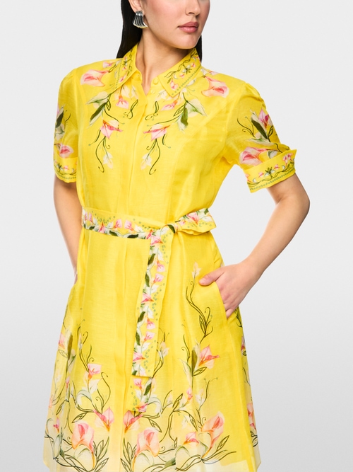 Linen-silk blend mini dress