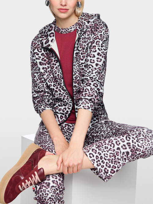 Jersey jacket with leopard print