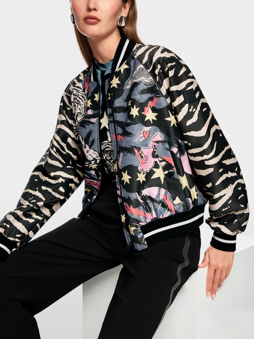Blouson jacket with comic print