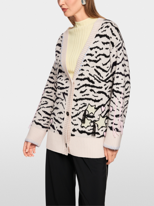 Long cardigan with animal print