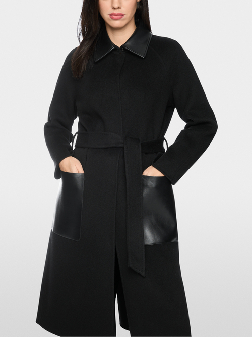 Short coat with leather details