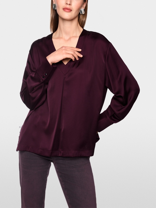 V-neck blouse in satin-effect finish