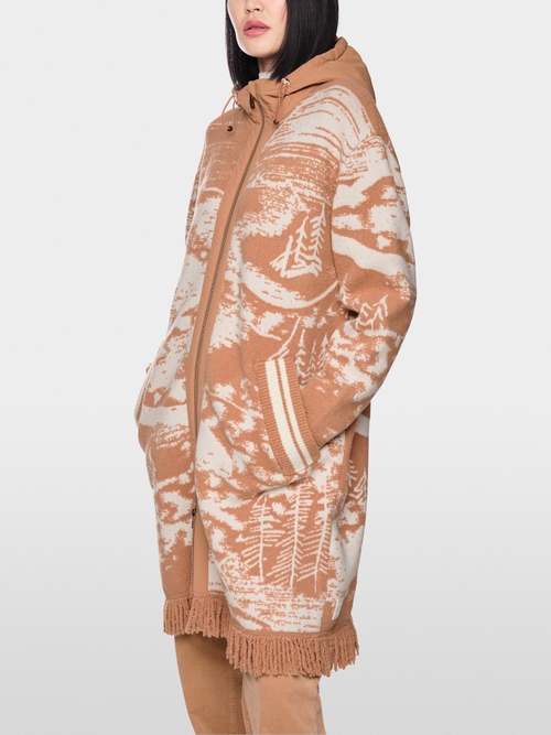 Bouclé coat with jacquard pattern